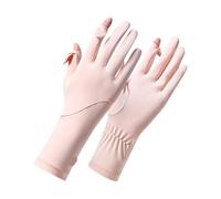 Guantes De Protección Solar 2 pares de guantes finos de protección solar de seda de hielo antideslizantes guantes de protección solar elásticos guantes de conducción de ciclismo for mujer(Pink)