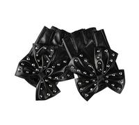 Guantes De PU Medio Dedo con Remaches Tachonados Decoraciones con Lazo Punk para Mujeres Jóvenes Fiestas Festivales Música Mujeres Medio Dedo