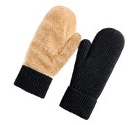Guantes de punto cálidos para invierno, mitones de lana para mujer, mitones con forro de vellón Guantes de punto (negro)