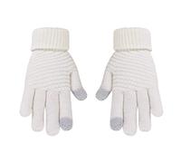 Guantes de punto cálidos para mujeres y hombres, guantes de invierno para mantener el calor, guantes de equitación al aire libre, guantes de mujer (blanco, talla única)