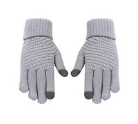 Guantes de punto cálidos para mujeres y hombres, guantes de invierno para mantener el calor, guantes de equitación al aire libre (gris, talla única)