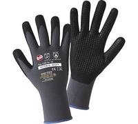 Leipold+Döhle Guantes de punto fino NITRIL DOT, UE 12 pares, gris y negro, talla 8