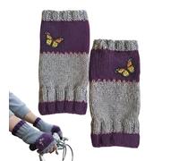 Guantes de punto genéricos - 9.45 pulgadas Fingerless Mitts | Embroidered Acrylic Warm Soft Comfortable | Adults Teens Commuting Travel Adventure, malva, Se référer au descriptif