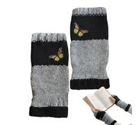 Guantes de punto genéricos - 9.45 pulgadas Fingerless Mitts | Embroidered Acrylic Warm Soft Comfortable | Adults Teens Commuting Travel Adventure, Negro , Se référer au descriptif