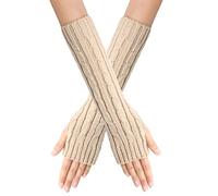 Guantes de punto sin dedos con agujero para el pulgar, unisex, guantes cálidos para invierno, al aire libre, diario, esquí, senderismo (BG2, talla única)