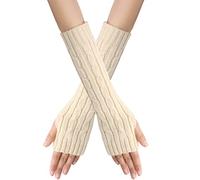 Guantes de punto sin dedos con agujero para el pulgar, unisex, guantes cálidos para invierno, al aire libre, diario, esquí, senderismo (BG1, talla única)