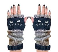 Guantes de punto sin dedos para mujer, bordado de gato, suministros de calentamiento al aire libre, guantes cálidos transpirables, para amantes de los gatos, mujeres, niñas, madres, viajes