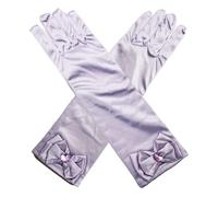 Guantes de Raso para NiñOs, Guantes Largos con Lazo y Diamantes para Boda, Guantes de Vestir, NiñA de Las Flores, CumpleañOs, CelebracióN de Fiestas, Guantes para Fiestas de Disfraces (Morado)