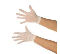 Guantes de rendimiento transpirables para patinadores artísticos con cobertura de malla elástica en la palma y forro interior suave con detalles de diamantes de imitación (blanco)