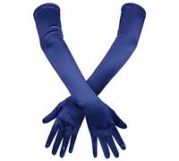 Guantes de Satén Con Codo Largo, Elásticos y Elegantes de 53cm Para Mujeres, Fiesta de Baile Nocturno (Azul Oscuro)