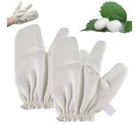 Guantes de seda cruda, guantes de seda exfoliante y masaje diario, cepillado útil de la piel para transiciones estacionales, con bandas elásticas para la muñeca (2 unidades)