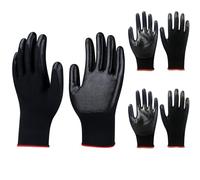 Guantes de Seguridad en Nylon Nitrilo para Construcción, Jardinería y Taller - Antideslizantes, Resistentes y Cómodos - 2 Pares Unisex (Negro, Talla L)