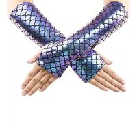 Guantes de Sirena, Mujer Guantes Largos Sin Dedos, Mangas de Brazo de Escala de Pescado Disfraz Sirena Guantes Accesorios para Mujeres y Niñas Halloween Rave Fiestas Carnaval Escenarios (Fantasía)