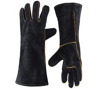 Guantes de Soldadura Cuero para Barbacoas , Guantes para Quemador de Madera Alta Temperatura Guantes de Seguridad