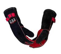 Guantes de soldadura de cuero de 124 °F con palma reforzada, guantes de fuego de manga larga resistentes al calor, guantes de horno para barbacoa Tig Mig (grande 16 pulgadas)