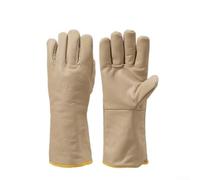 Guantes de soldadura de cuero vacuno diseñados para resistencia al fuego, protección térmica y cobertura extendida del brazo durante el uso