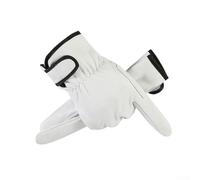Guantes de soldadura de piel para resistencia al calor y protección contra salpicaduras con cierre de muñeca para horticultura y procesamiento de metales en amarillo, blanco, gris (blanco)