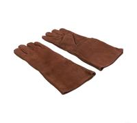 Guantes de soldadura extendidos, ignífugos de doble capa de cuero de alta protección contra el calor, guantes gruesos antiquemaduras con puños de lona para soldadura y soldadura