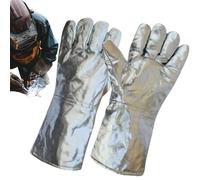Guantes de soldadura - Guantes de seguridad de alta temperatura de 18 pulgadas para escudo térmico, protección contra incendios con función de puño largo, guantes de protección para metalurgia