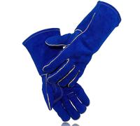 Guantes de soldadura profesionales, doble piel de vacuno, resistentes al calor, diseño flexible, compatibles con pulgar reforzado, costuras