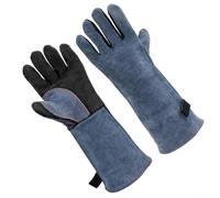 Guantes de soldadura TIG de 16 pulgadas, de cuero vacuno, resistentes al calor, para chimenea, barbacoa, parrilla, estufa de leña, forja para trabajos de herrero, 40 cm