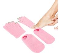 Guantes de Spa con Pantalla Táctil Rosa, Guantes Hidratantes, Guantes de Spa Hidratantes de Gel y Juego de Calcetines para Manos Secas y Agrietadas, Guantes de Silicona Suave,