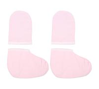 Guantes de terapia con cera de parafina, conjunto de botines, cubierta de mano y pie con aislamiento suave para uso doméstico en Spa, botines de poliéster rosa