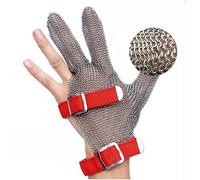 Guantes de Trabajo Anticorte Guantes Resistentes A Cortes De Metal, Guantes De Trabajo De Seguridad De Protección De Carnicero Con 3 Dedos, Guantes De Cota De Malla Con Muñequera De Nailon ( Size : A
