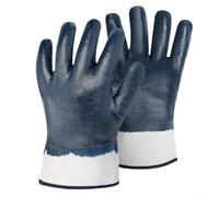 Guantes de trabajo de goma de nitrilo, resistentes al aceite, resistentes al desgaste, antideslizantes, para construcción, mecánica y mantenimiento, color azul, aprox. 26 x 14 cm