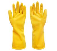 Guantes de trabajo de látex, multiusos, protección para cocina, lavavajillas y jardinería, color amarillo, talla S (1 par)