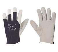 Guantes de Trabajo en Cuero de Cabra, Guantes de jardinería, Guantes de construcción, Pony, cómodos de Usar y de Trabajar, Normas Europeas CE, Cat II, EN 388 (1, Talla 10 (XL))