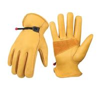 Guantes de trabajo piel vaca for motociclistas, conductores, ciclismo, deportes al aire libre, carreras, seguridad, protección, guantes amarillos for montar a caballo para Mecánico Taller(XL)