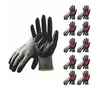 Guantes de Trabajo Poliéster Recubiertos Nitrilo - Antideslizantes, Transpirables, Resistentes a Aceites - Guantes Seguridad Jardinería Logística Mantenimiento Industria Ligera (Talla 7 x 10 pares)