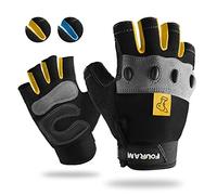 Guantes de trabajo sin dedos para hombre, guantes de trabajo de medio dedo, absorción de golpes, transpirables, UWrist TPR guantes anticolisión para hombres y mujeres (amarillo, extra grande)