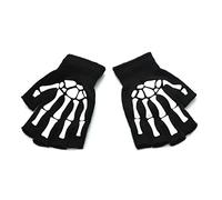 Guantes de trabajo unisex de medio dedo sin dedos para deportes al aire libre, guantes luminosos de invierno para adultos, esqueleto de Halloween, calavera