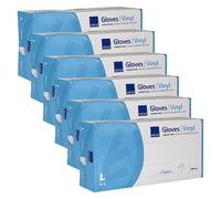 Guantes de vinilo sin polvo Abena Talla L - 100 unidades - Paquete de 6