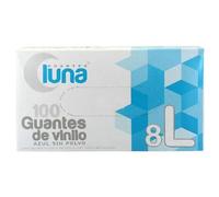 Guantes de Vinilo Sin Polvo Caja de 100 Unidades Superficies Interna y Externa Lisas. Uso Profesionales (L GRANDE)