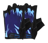 Guantes Deportivos de Medio Dedo Elásticos de Tela Azul para Ciclismo | Acolchado Amortiguador, Agarre Antideslizante, Uso para Deportes y Halterofilia, Ajuste Cómodo