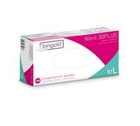 Guantes desechables 30PLUS de nitrilo de la marca BINGOLD, guantes de nitrilo, color azul cobalto, talla L, paquete de 100 unidades