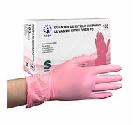 MUNTRADE Guantes Desechables de Nitrilo 100 unidades | Sin Polvo, Sin Látex, Uso Médico y Profesional | Guantes Nitrilo Desechable Color Rosa Talla S