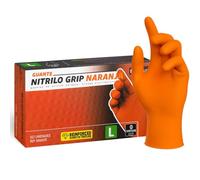 Guantes Desechables de Nitrilo Diamantados (Sin Latex y de Doble Grosor) - Guante Para Mecánica - Nitrile Gloves - Guantes Nitrilo - Guantes Trabajo Hombre - Luvas Descartaveis (50, Naranja, L)