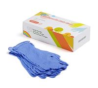 Guantes desechables de nitrilo para niños de 7 a 14 años, sin látex, grado alimenticio, sin polvo, para manualidades, pintura, jardinería, cocina, limpieza, 100 unidades, S for 7-12 Year, Púrpura, 1