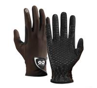 Guantes ecuestres transpirables antideslizantes para montar a caballo, de seda fría, palma completa, agarre de silicona, pulgar reforzado, ligeros, cómodos, negro, café, blanco, S-XXL (D)