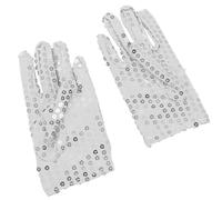 Guantes elásticos de lentejuelas para fiestas de Navidad, guantes de dedo completo, lentejuelas brillantes, cantando, bailando, para niños y niñas, dedo completo, plata, Talla única