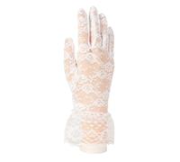 guantes encaje Guantes de novia for mujer con encaje malla y ribete protección solar, decoración estilo nupcial alargados(White)