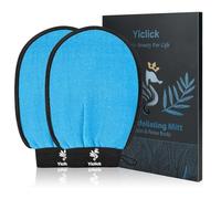 Guantes exfoliantes, 2 unidades, exfoliante corporal para baño y ducha, exfoliante corporal, esponja exfoliante para eliminar la piel muerta, guante exfoliante coreano (azul)