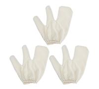 Guantes Exfoliantes Corporales 3 Piezas Diseño de Dos Dedos | Eliminan Células Muertas, para Piel Sensible, Uso en Spa y Masajes Corporales, Color Blanco