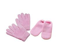 Guantes Exfoliantes de Algodón y Gel, 2 Pares, Rosa | Suavizan la Piel, Reparan Manos y Pies Secos Agrietados, Uso Spa y Año