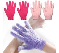 Guantes exfoliantes de lufa de baño, guantes de lavado corporal, guantes de masaje de piel, toalla de esponja de limpieza profunda, cepillo de piel muerta, spa de lujo, pesado con cordón, 2 pares