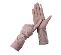 Guantes finos de algodón con estampado de ancla de puntos para mujer, longitud media, protección solar, antideslizantes, para pantalla táctil, Morado (, Talla única